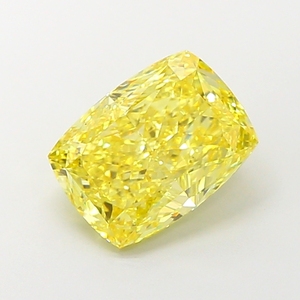 Diamante cultivado en laboratorio, corte cojín, color amarillo vibrante, pieza de joyería fina de lujo, elegante, con brillo radiante, gema suelta certificada CVD. - Product Image 1