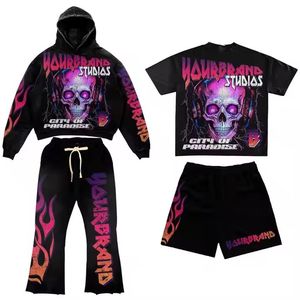 Conjunto de chándal acampanado de invierno personalizado para hombre, talla grande, estilo urbano, con sudadera con capucha 3D y jogger, con bajo sin rematar y gráficos. - Product Image 5