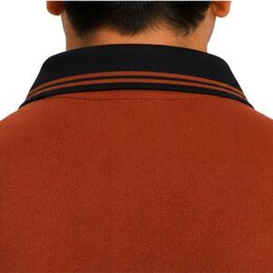 Polo Premium para Hombre en Color Marrón Óxido con Cuello y Ribete de Manga en Contraste Negro, Manga Corta, Ropa Deportiva Casual de Golf, Logotipo Personalizado - Product Image 6