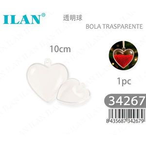 Ornamento a forma di cuore trasparente ILAN 10 cm, sfera trasparente per decorazioni con fiori secchi - Product Image 1