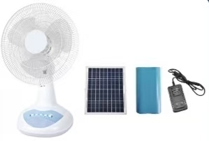 12-Inch Portable Rechargeable 9W Plastic Desktop Fan 3M <b>Solar</b> & 1.5M Charging <b>Cables</b> 3 Blades 6 Hours High Wind Battery Life - Product Image 3