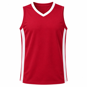 Camiseta Deportiva Personalizada de Baloncesto Roja sin Mangas con Cuello en V, Uniforme de Equipo Transpirable de Malla - Product Image 4