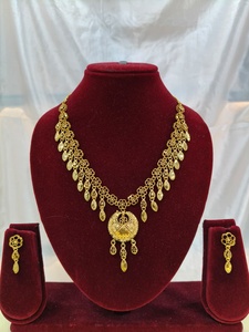 Women's Brass 18K <b>Gold</b> Plated Imitation Turkish Long Haram Necklace <b>Set</b> Lock Design Bridal Traditional Wedding Engagement - Product Image 6