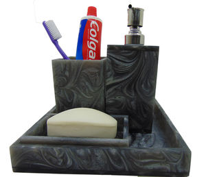 Polyresin 4 Pieces <b>Bathroom</b> <b>Set</b>-<b>Dispenser</b> Toothbrush Holder, Tumbler & <b>Soap</b> Dish - Product Image 1