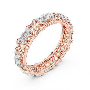 แหวนเพชรทรงกลมทองคำ 14K โรสโกลด์สำหรับผู้หญิง |   ชุดสำหรับงานปาร์ตี้ |   เพชรที่เพิ่งเพาะเลี้ยง - Product Image 4