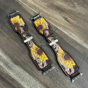 สายนาฬิกา Apple Watch หนังวัวแท้แกะสลักลายดอกไม้สไตล์ตะวันตก งานแฮนด์เมดระดับพรีเมียม OEM ODM สายรัดข้อมือ iWatch ดีไซน์ทันสมัย - Product Image 4