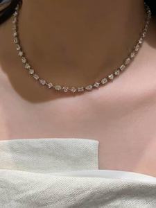 Collar de tenis con diamantes cultivados en laboratorio de 15 quilates de formas mixtas, collar de diamantes con certificación IGI EF VVS VS, collar gargantilla de oro blanco de 14 quilates - Product Image 2