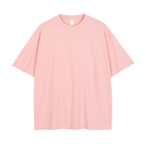 <b>Men's</b> Oversized Plain <b>Pink</b> Cotton <b>T</b>-<b>Shirt</b> Short Sleeve O-Neck Casual Jersey Fit - Product Image 2