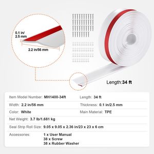 Guarnizione Universale per Porte da Garage in Composito Morbido e Rigido, 34 FT, Impermeabile, Ricambio per Accessori Finestre Laterali Superiori - Product Image 5