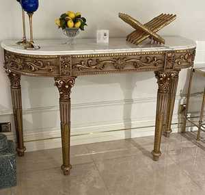Vintage Hand Curved Console <b>Table</b> With <b>Mirror</b> Frame Antique Design Wooden Frame wooden Top Entryway Living Room Furniture - Product Image 5