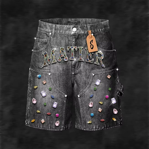 Shorts imprimés pour hommes Valley Dreams, taille mi-haute, style streetwear, broderie de dessins animés, en toile respirante, type Bermuda - Product Image 3