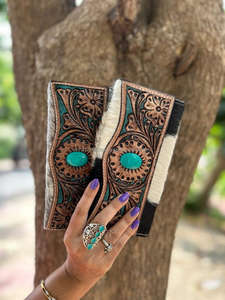 Bolso de mano de cuero de piel con estilo occidental para mujer, monedero con diseño de piel marrón, billetera única de cuero con herramientas de Venta caliente - Product Image 3