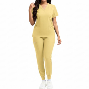 Haut de blouse médicale ajusté pour femme, col en V, nouveau modèle, uniforme d'infirmière, pharmacien, hôpital, couleurs personnalisables, 3XL, uniforme médical unisexe pour médecin - Product Image 1