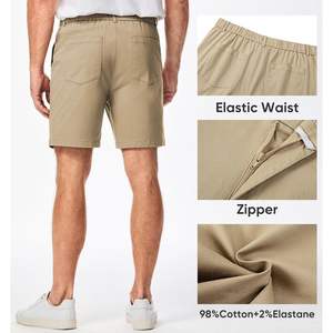 2025 Short décontracté en sergé de coton pour hommes avec taille élastique Bermudashort Short de golf teint uni tissé et tricoté - Product Image 2