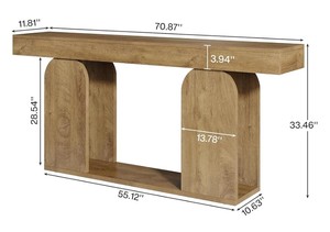 Mesa Consola Moderna de Madera Maciza con Estante de Almacenamiento y Base de Trípode para Entrada o Sala de Estar - Product Image 6