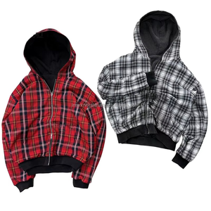 เสื้อฮู้ดผู้ชายลายสก็อตแบบซิป ทรงปกติ สวมใส่สบายสำหรับฤดูหนาว ผลิตจากผ้าฝ้ายฟลีซ 100% พิมพ์ลายดิจิทัล เป็นมิตรต่อสิ่งแวดล้อม - Product Image 2