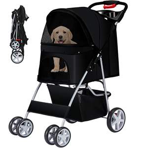 Cochecito para mascotas para todo tipo de clima, con paneles de ventilación, sombra ajustable y bolsa de almacenamiento para caminatas diarias, 2 unidades - Product Image 1