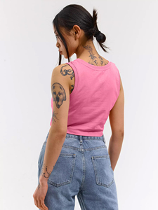 Women's Pink 100% Cotton Crop Tank <b>Top</b> Baby Tank Y2K Streetwear Casual Fashion Fitted Crop <b>Top</b> Wholesale Custom Logo Design <b>Tops</b> - Product Image 3