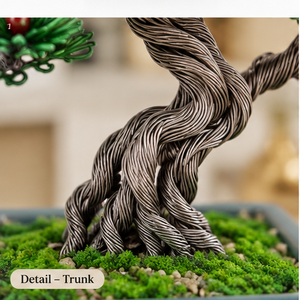 Arbre Bonsaï Artificiel en Gros, Sculpture en Fil Métallique Faite à la Main avec Feuilles Vertes et Baies Rouges pour la Décoration Intérieure - Product Image 4
