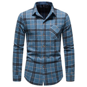 Camisa Casual de Manga Larga para Hombre, 100% Algodón, Franela Gruesa, Forro de Felpa, Transpirable, de Secado Rápido, para Invierno, Venta al Por Mayor - Product Image 1