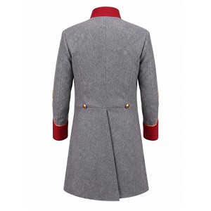 Nouvelle veste épaisse respirante et écologique pour homme, gris et rouge, style guerre civile britannique, col montant vintage, en tissu de laine, manteau chaud - Product Image 2