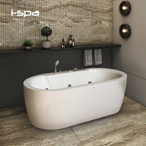 Baignoire ovale autoportante en acrylique DESIRE 1,7 m, baignoire moderne avec jets de massage et douchette pour salle de bain, hôtel, villa - Product Image 1