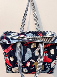 Bolsa de Mano de Algodón Azul Premium con Estampado Animal, Estilo Bohemio, Casual de Verano, con Cierre, para Compras y Viajes, para Mujer - Product Image 5