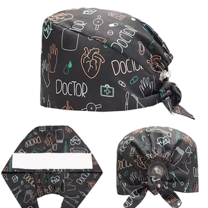 Gorro quirúrgico de médico, gorro de enfermera de ajuste elástico con logotipo personalizado de algodón 100% tejido Unisex para accesorios de uso hospitalario - Product Image 4