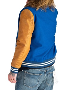 Winter Wool Varsity <b>Leather</b> Sleeves Casual Button Up <b>Jacket</b> Baseball Coat <b>Plus</b> <b>Size</b> Men's Polyester <b>Jacket</b> with Satin Lining - Product Image 2