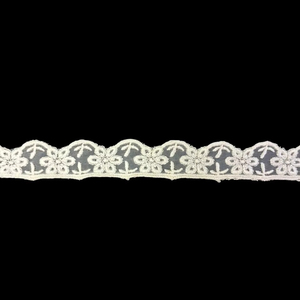 Cinta de encaje floral de organza blanca delicada de calidad premium - Pequeña cinta de bordado de nailon festoneado para prendas - Product Image 2