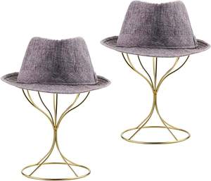 Brass Electroplated Metal <b>Hat</b> Holder <b>Stand</b> for Tabletop Display Decorative Wig <b>Hat</b> <b>Stand</b> for Home Boutique Vanity - Product Image 1