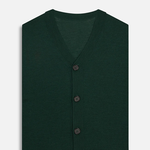 <b>Men's</b> V-Neck Sleeveless Knit <b>Cardigan</b> Solid Color Button Closure Autumn Wear Standard Thickness - Product Image 4