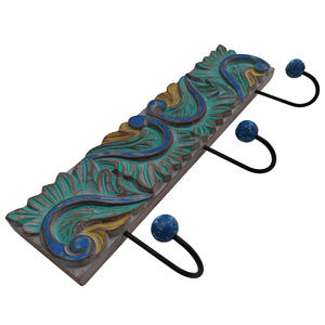 Colgador de llaves decorativo tallado en madera Smart Art Green Wash, hecho a mano, para montar en la pared, organizador de llaves, decoración de pared de madera de ingeniería. - Product Image 2