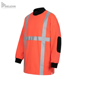 Chaqueta de Seguridad de Alta Visibilidad Naranja Personalizada OEM, con Cuello y Puños Ribbed Negros en Contraste, Resistente a la Abrasión, con Parche en el Codo - Product Image 2
