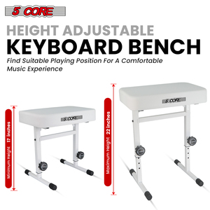 5 Core Metal Keyboard Bench 3" Padded Cushioned Piano <b>Stool</b> <b>Height</b> <b>Adjustable</b> Guitar Seat Folding Portable - Product Image 3