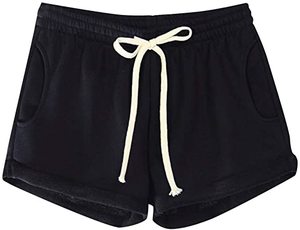 Shorts pour femmes à taille haute avec cordon de serrage, 100% coton, avec poches, grande taille, confortables, respirants, écologiques, séchage rapide - Product Image 2