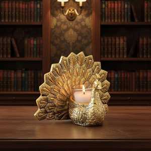 Iron Peacock <b>Tealight</b> <b>Holder</b> | Handmade Indian Home Decor Christmas & Easter Table Centerpiece - Product Image 6
