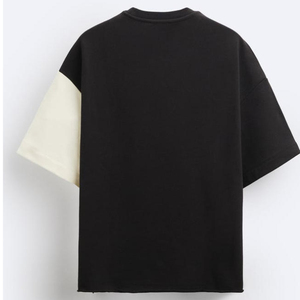 High Quality 100% Cotton Custom Men's T-<b>Shirt</b> All-in-One Two-Color Matching Loose Bodybuilding Half-Sleeve Drop Shoulder Style - Product Image 4