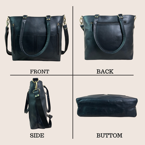 Sac à main décontracté pour femme en cuir véritable noir, sac fourre-tout à bandoulière, sac de shopping, sac de soirée marron, sacoche - Product Image 2