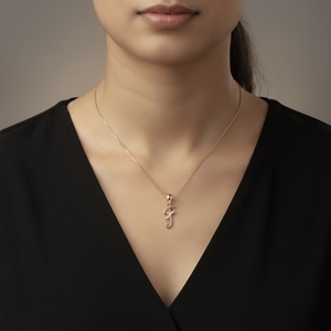 Colgante de Plata de Ley 925 con Sello BIS, Letra F, Chapado en Oro, Acabado en Oro Rosa y Rodio, Colgantes Finos, Dijes, 6 Cubic - Product Image 2