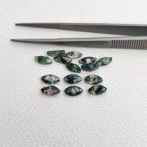 Pierre d'agate mousse naturelle 6x12mm, taille marquise facettée, véritable pierre semi-précieuse en vrac, articles tendance faits à la main actuellement - Product Image 4