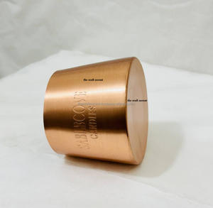 Tarro para velas de cobre de lujo personalizado al por mayor con acabado cepillado para decoración del hogar tarros para velas vacíos perfumados de metal redondos hechos a mano - Product Image 3