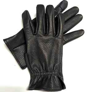 Gants de conduite en cuir de daim noir, compatibles avec les écrans tactiles - Product Image 1