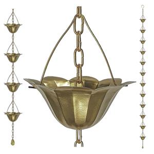 Chaîne de pluie en fer pour gouttières avec adaptateur, coupelles martelées, alternative décorative à la gouttière de toit pour la décoration extérieure du jardin - Product Image 4