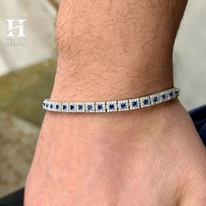 กำไลเทนนิสประดับไพลินสีน้ำเงินและเพชร ดีไซน์ทรงสี่เหลี่ยมแบบ Halo ทอง 14K/18K ผลิตโดยผู้ผลิตเครื่องประดับชั้นดี - Product Image 4
