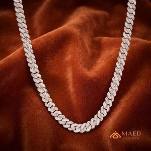 Moissanite Cuban Link Iced Out Engagement Hip Hop <b>Necklace</b> Rose Gold Plated Silver <b>Chain</b> for Men Unisex Gujarat Origin Jewelry - Product Image 5