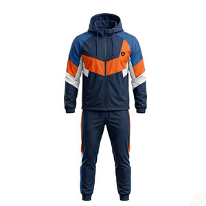 Ensemble coupe-vent léger pour homme, veste à fermeture éclair intégrale et pantalon assorti, idéal pour l'entraînement en plein air, les voyages, le fitness et le quotidien - Product Image 1