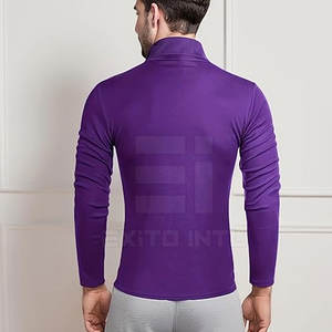 Sous-vêtement à col roulé respirant 100% coton, haut léger pour homme, t-shirt à col roulé décontracté pour tous les jours, OEM - Product Image 2