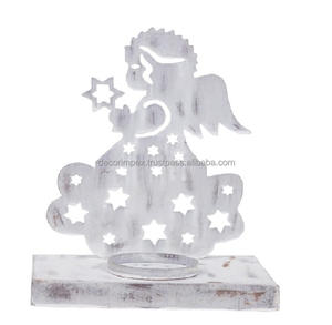 Portavelas de Metal blanco Soporte de tamaño mediano Portavelas Soporte decorativo para el hogar Mesa de sala de estar Moderno Vintage - Product Image 1