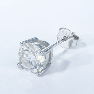 VVS Moissanite <b>Silver</b> <b>Stud</b> <b>Earrings</b> with Round Brilliant Stones <b>Earring</b> for Bridal Jewelry and Gifting Purpose Use - Product Image 4